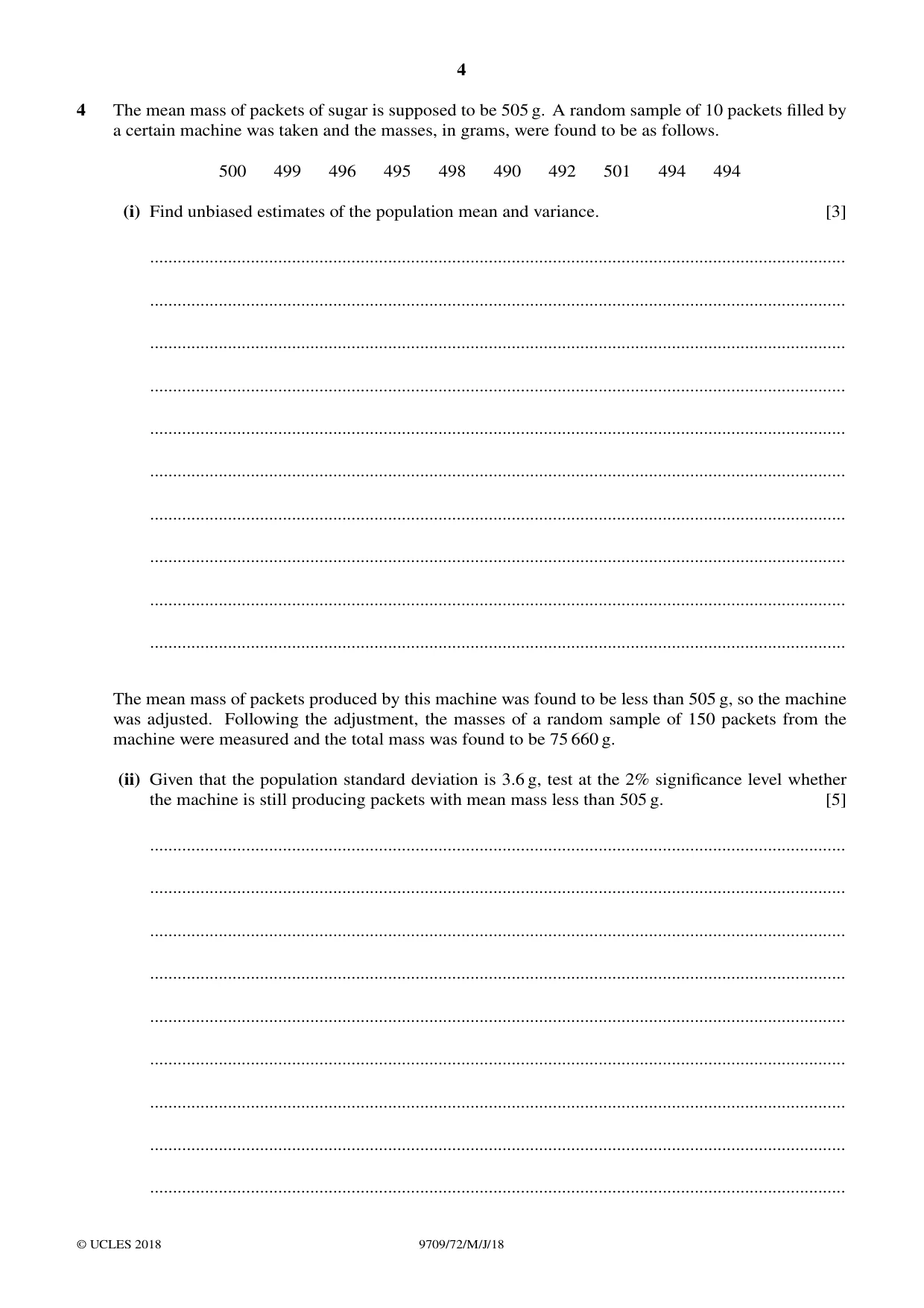 Cambridge A Level Mathematics 9709 2018 May/June Paper 7 · Variant 2 question paper, page 4 of 12