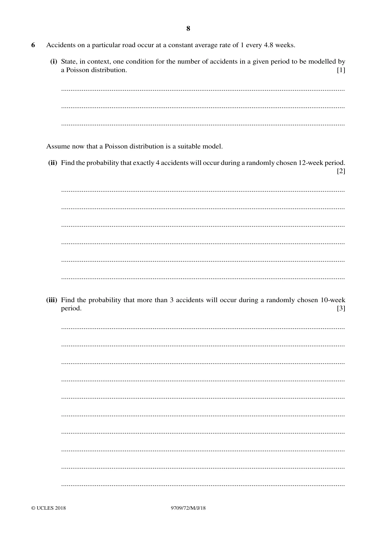 Cambridge A Level Mathematics 9709 2018 May/June Paper 7 · Variant 2 question paper, page 8 of 12
