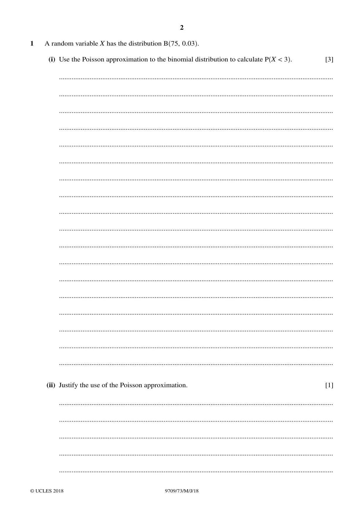 Cambridge A Level Mathematics 9709 2018 May/June Paper 7 · Variant 3 question paper, page 2 of 12