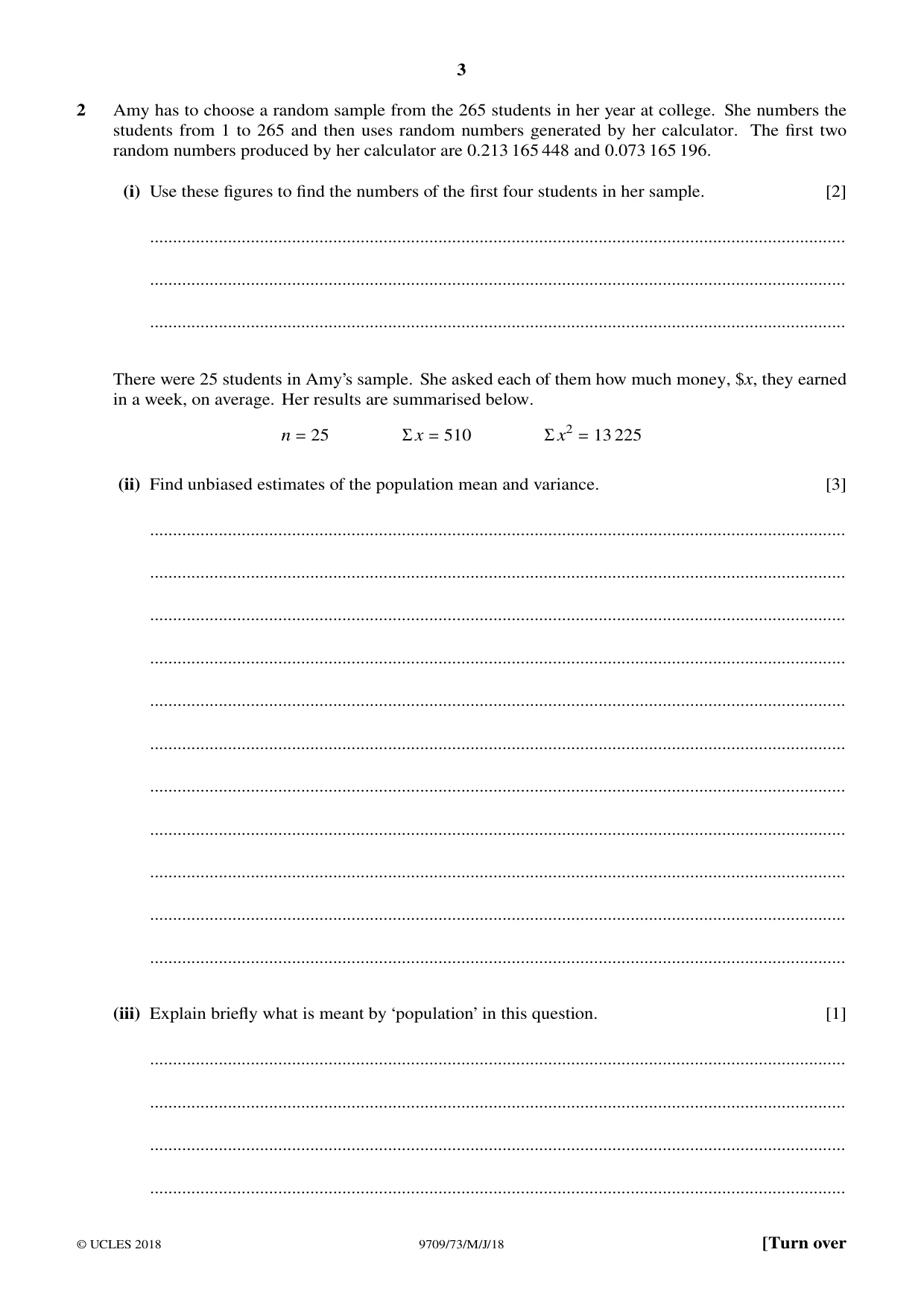 Cambridge A Level Mathematics 9709 2018 May/June Paper 7 · Variant 3 question paper, page 3 of 12