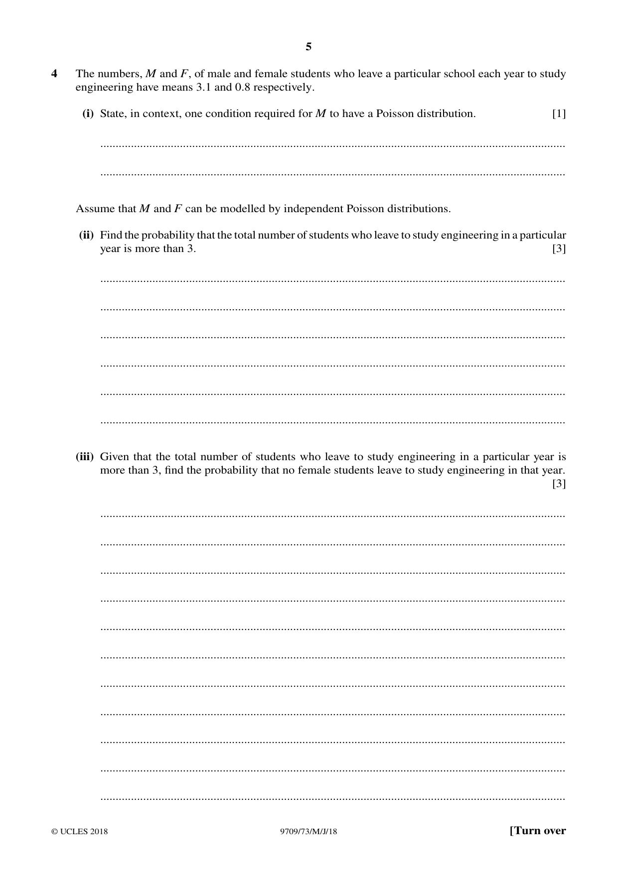 Cambridge A Level Mathematics 9709 2018 May/June Paper 7 · Variant 3 question paper, page 5 of 12