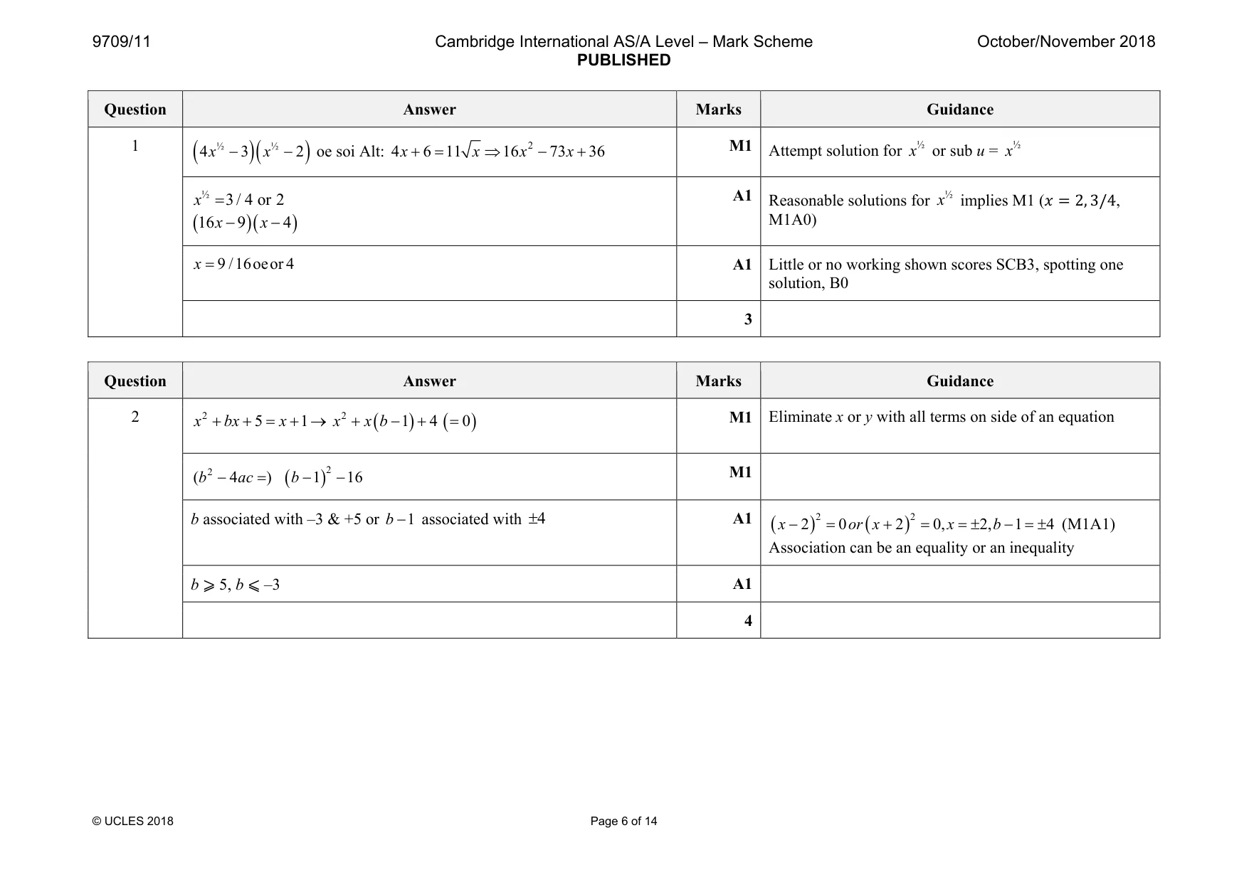Mark scheme, page 6 of 14