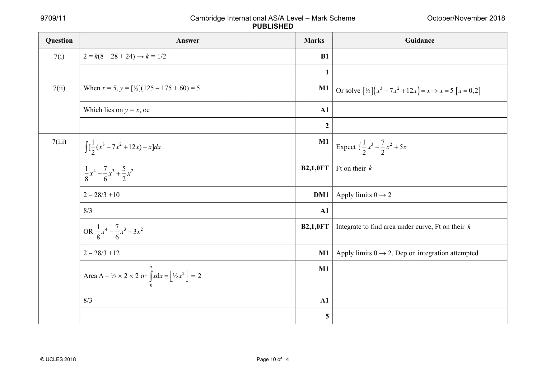 Mark scheme, page 10 of 14