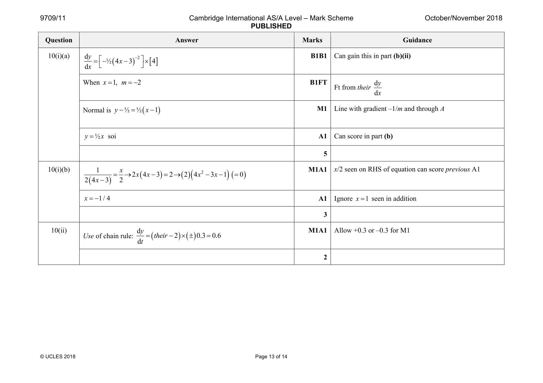 Mark scheme, page 13 of 14