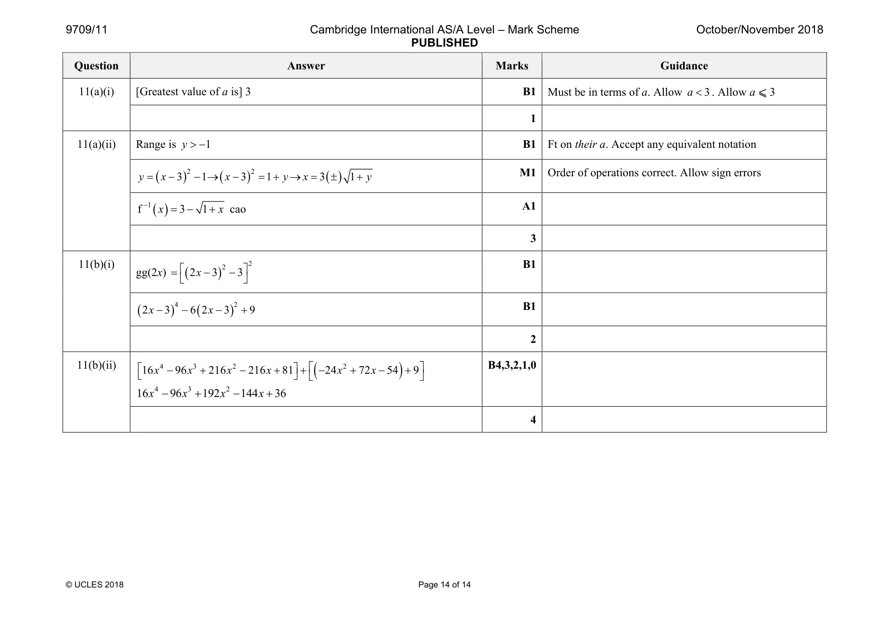 Mark scheme, page 14 of 14