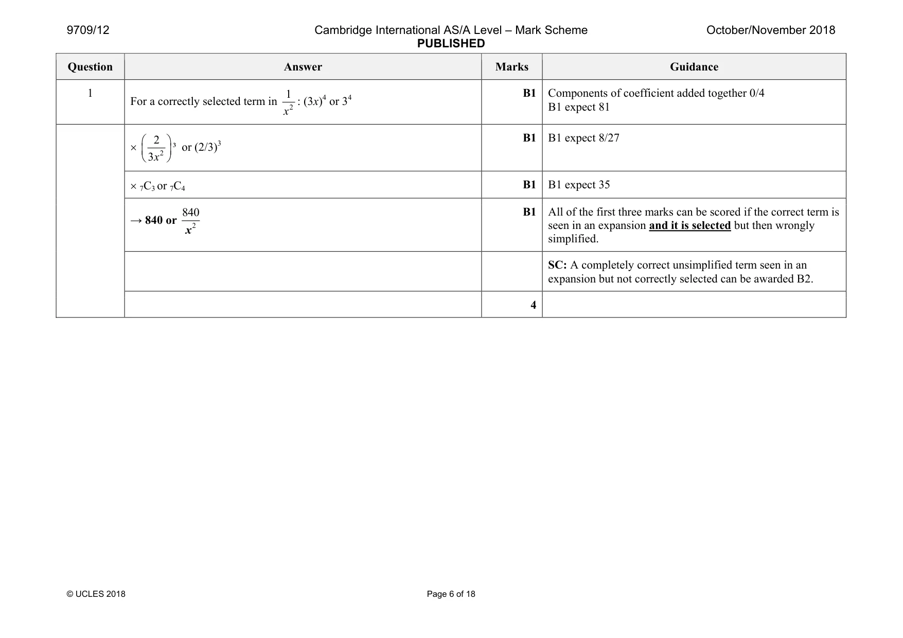 Mark scheme, page 6 of 18