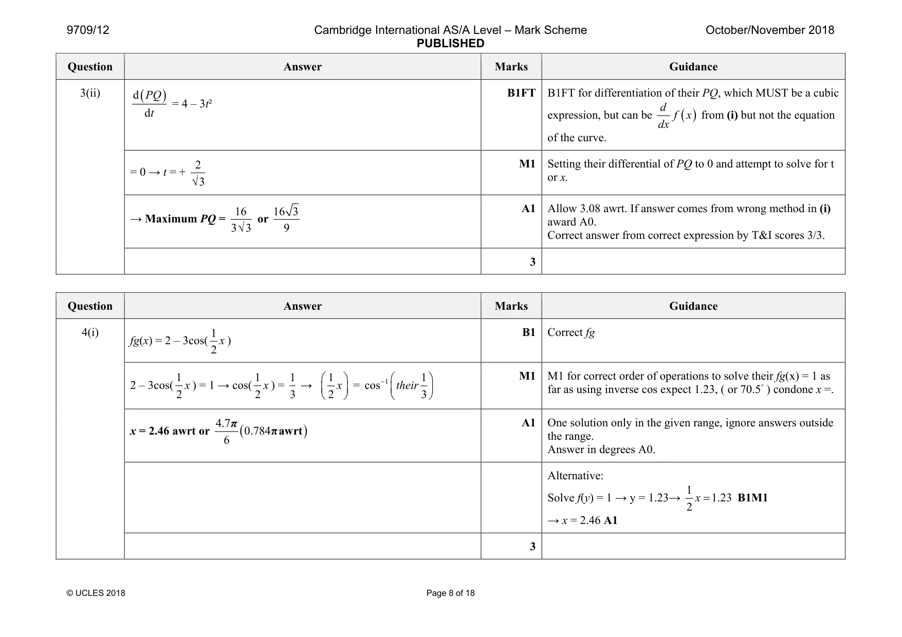Mark scheme, page 8 of 18