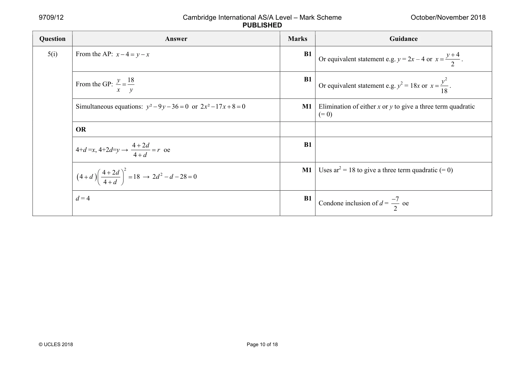 Mark scheme, page 10 of 18