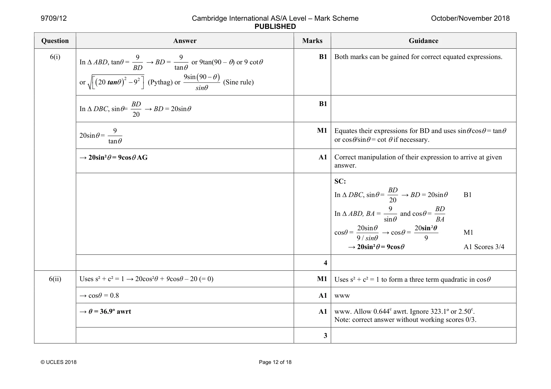 Mark scheme, page 12 of 18