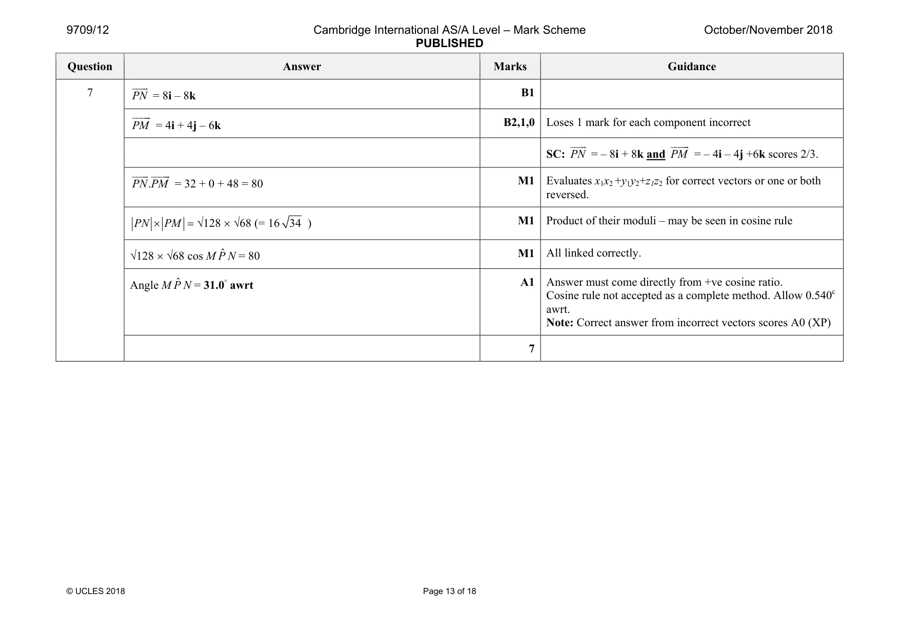 Mark scheme, page 13 of 18