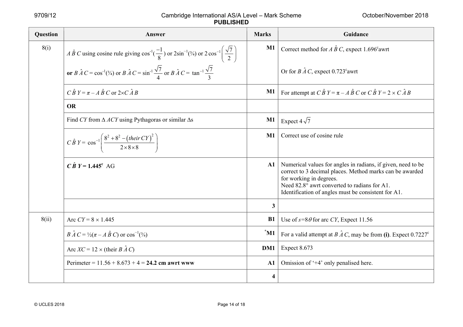 Mark scheme, page 14 of 18