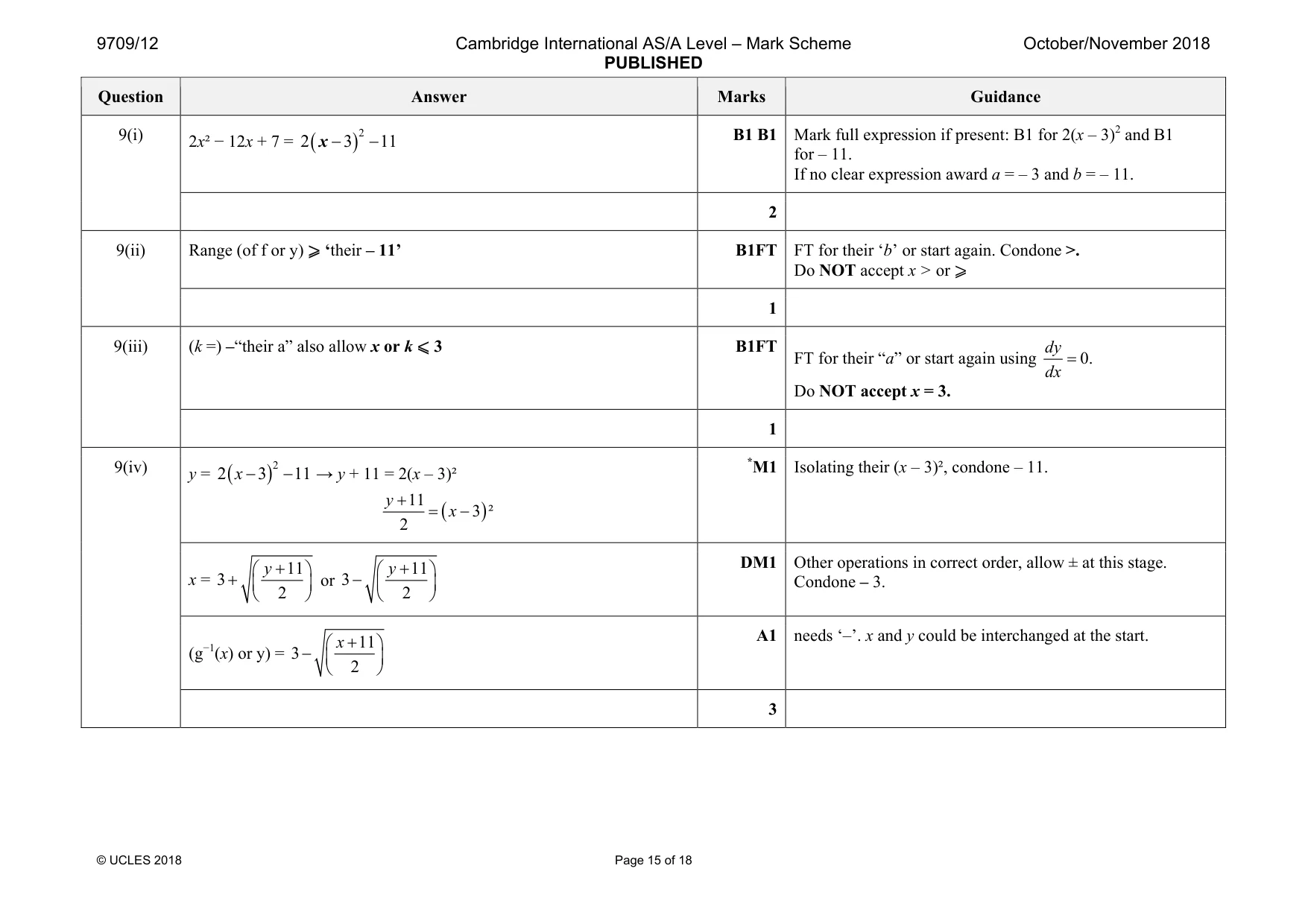 Mark scheme, page 15 of 18