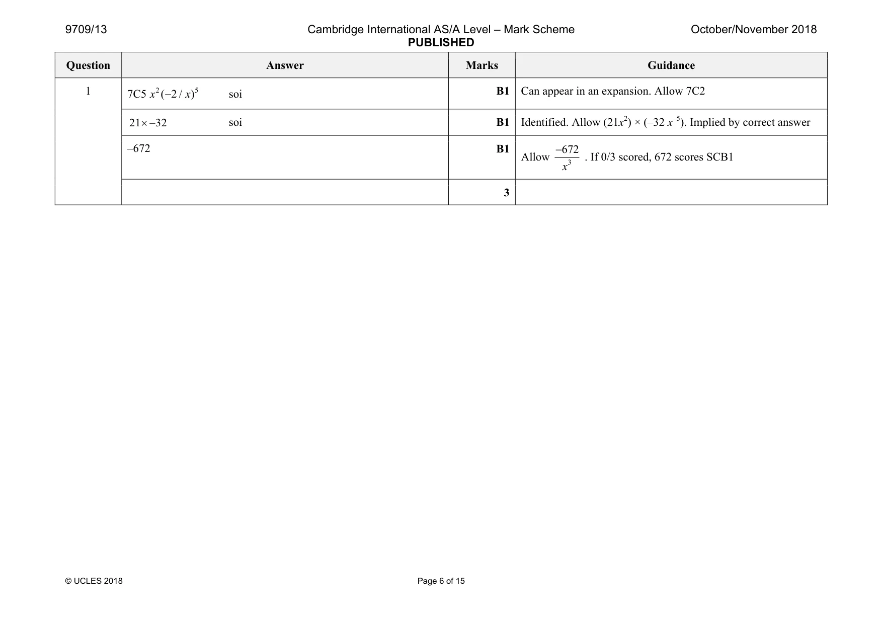 Mark scheme, page 6 of 15