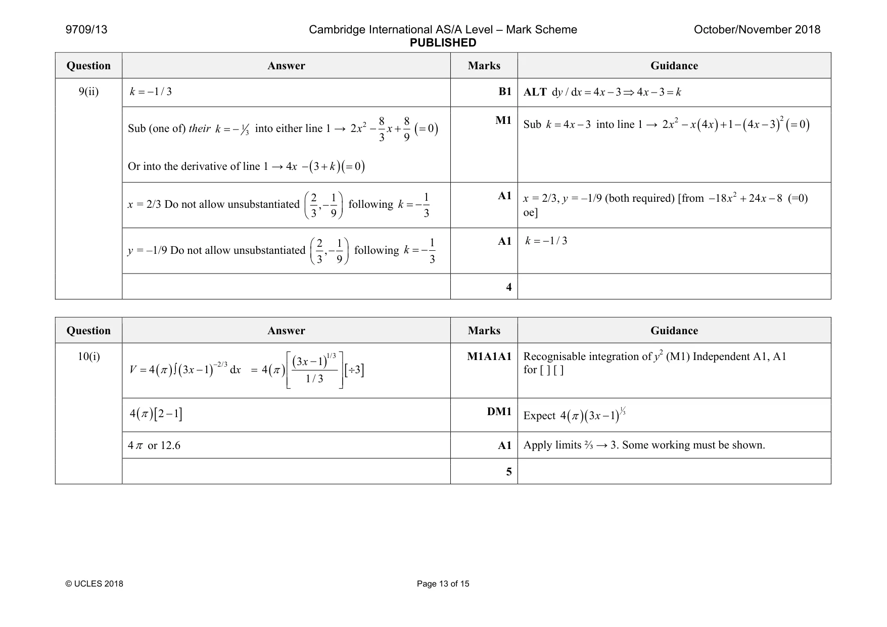 Mark scheme, page 13 of 15