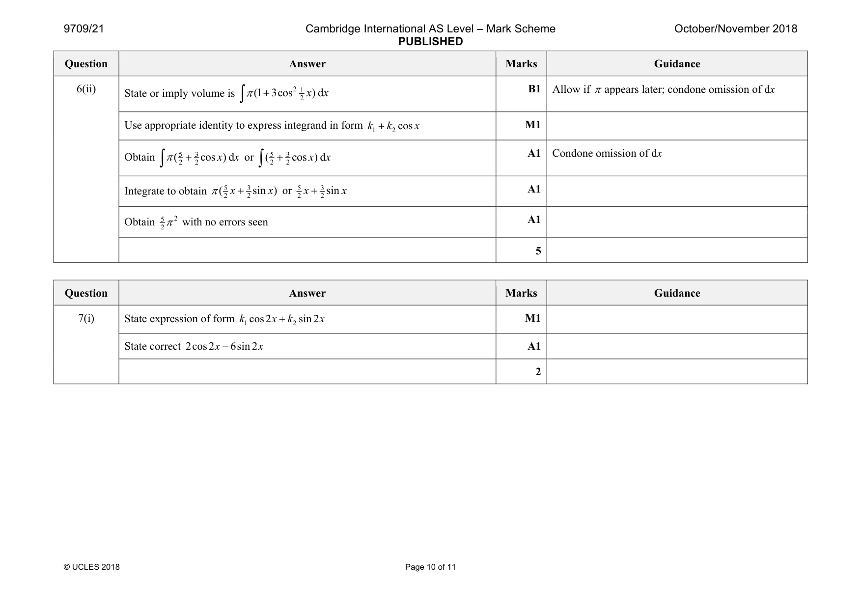 Mark scheme, page 10 of 11