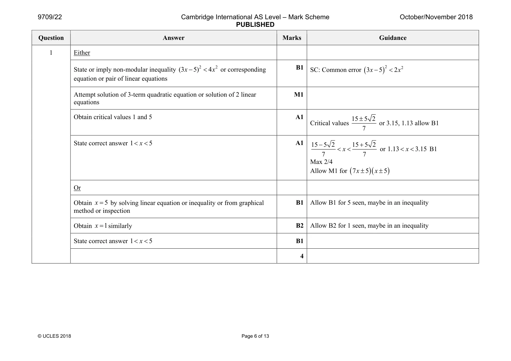 Mark scheme, page 6 of 13