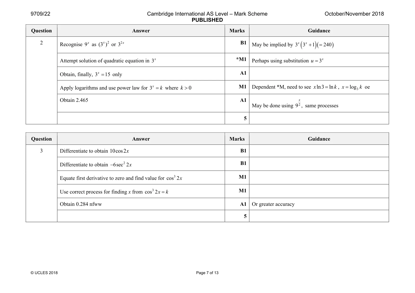 Mark scheme, page 7 of 13