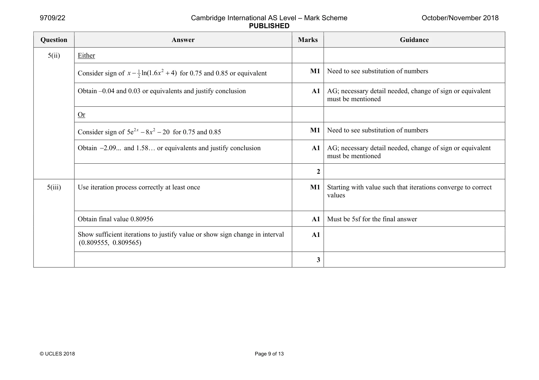 Mark scheme, page 9 of 13