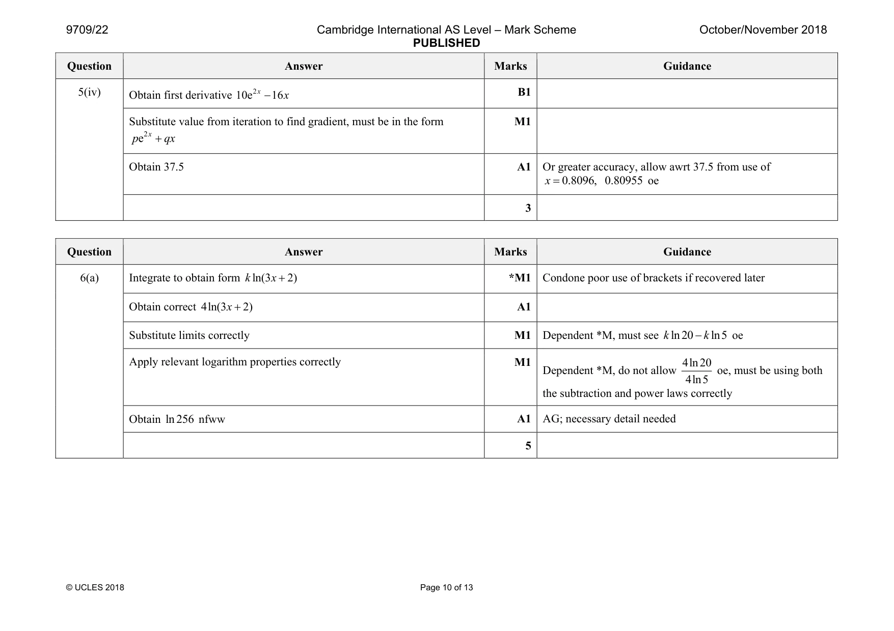 Mark scheme, page 10 of 13