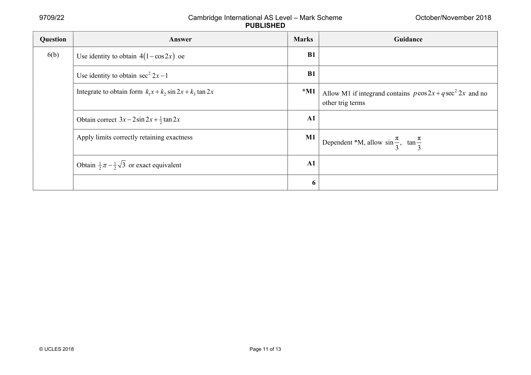 Mark scheme, page 11 of 13