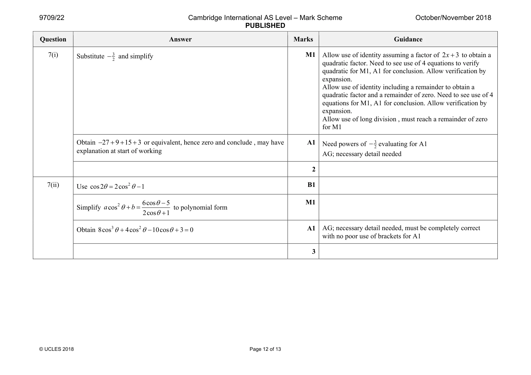 Mark scheme, page 12 of 13