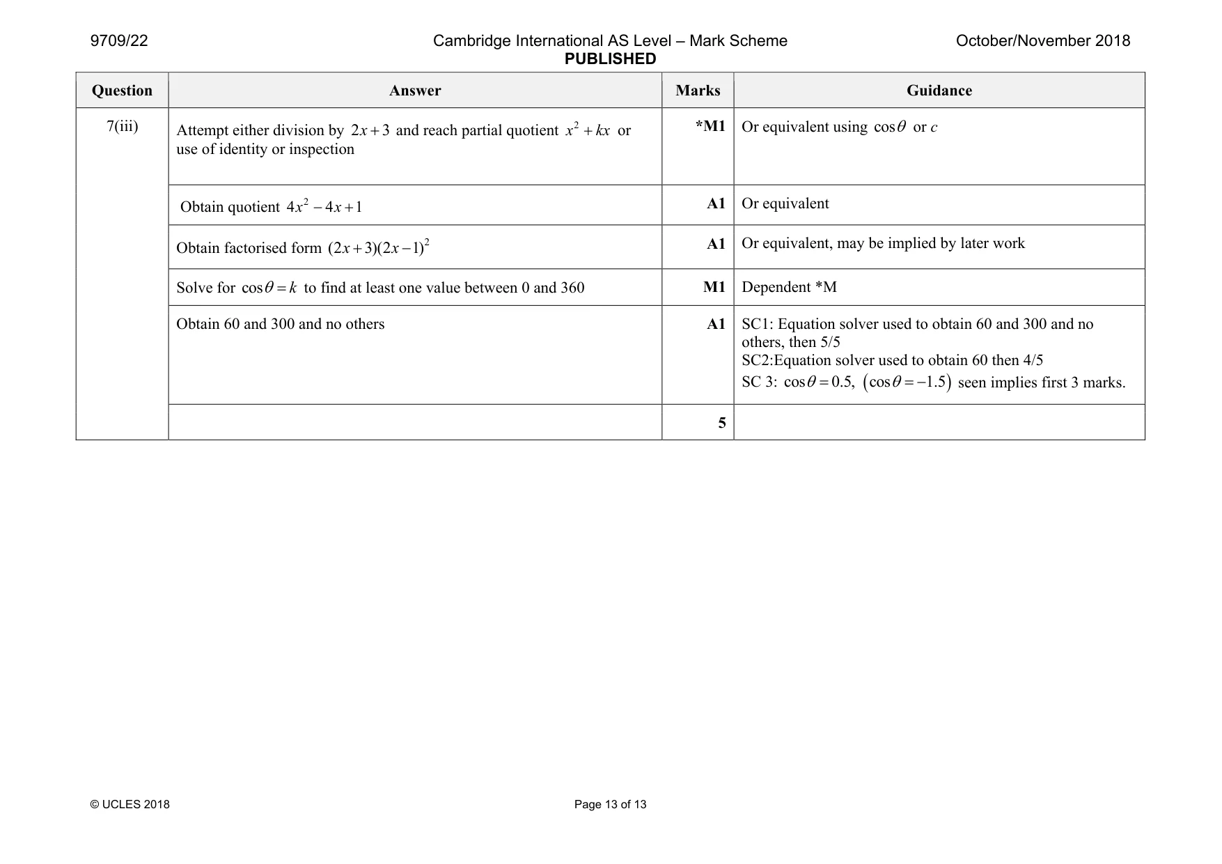 Mark scheme, page 13 of 13