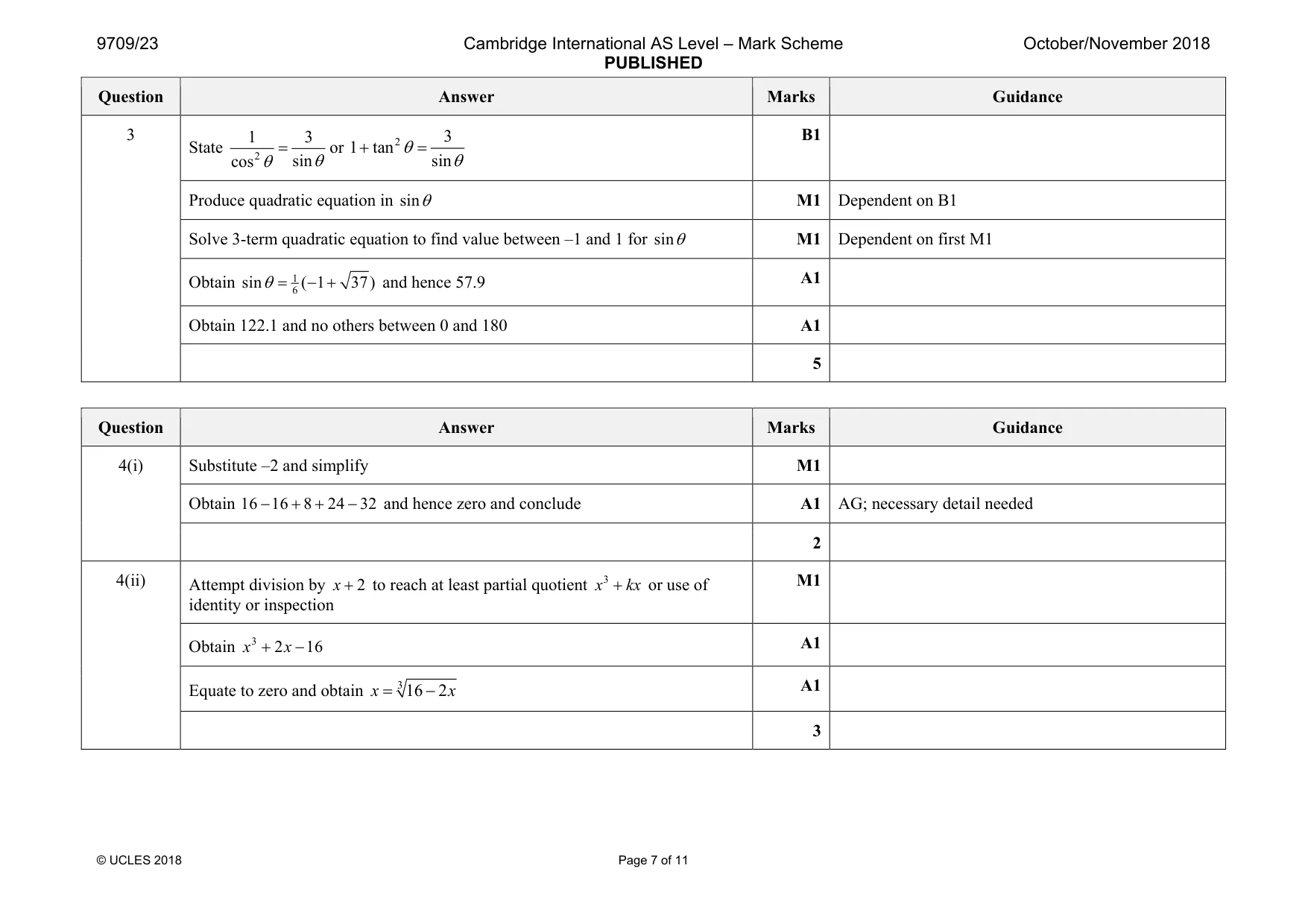 Mark scheme, page 7 of 11