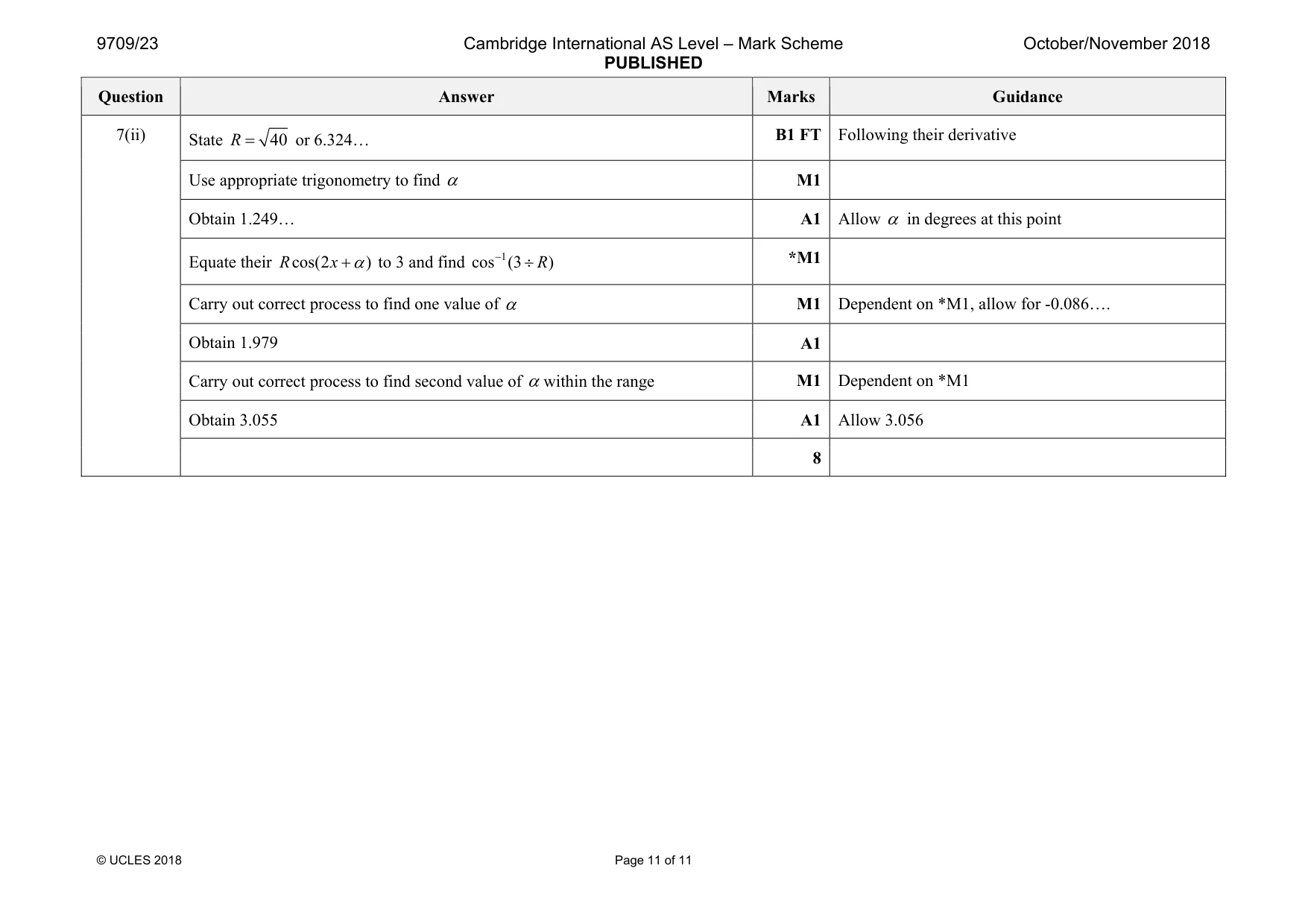 Mark scheme, page 11 of 11