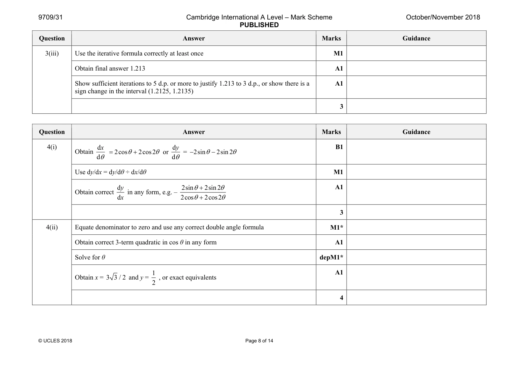 Mark scheme, page 8 of 14