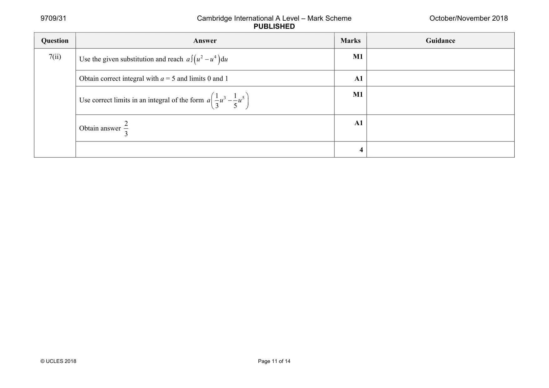 Mark scheme, page 11 of 14