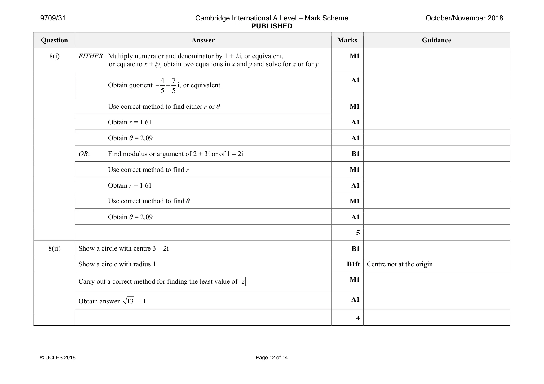 Mark scheme, page 12 of 14
