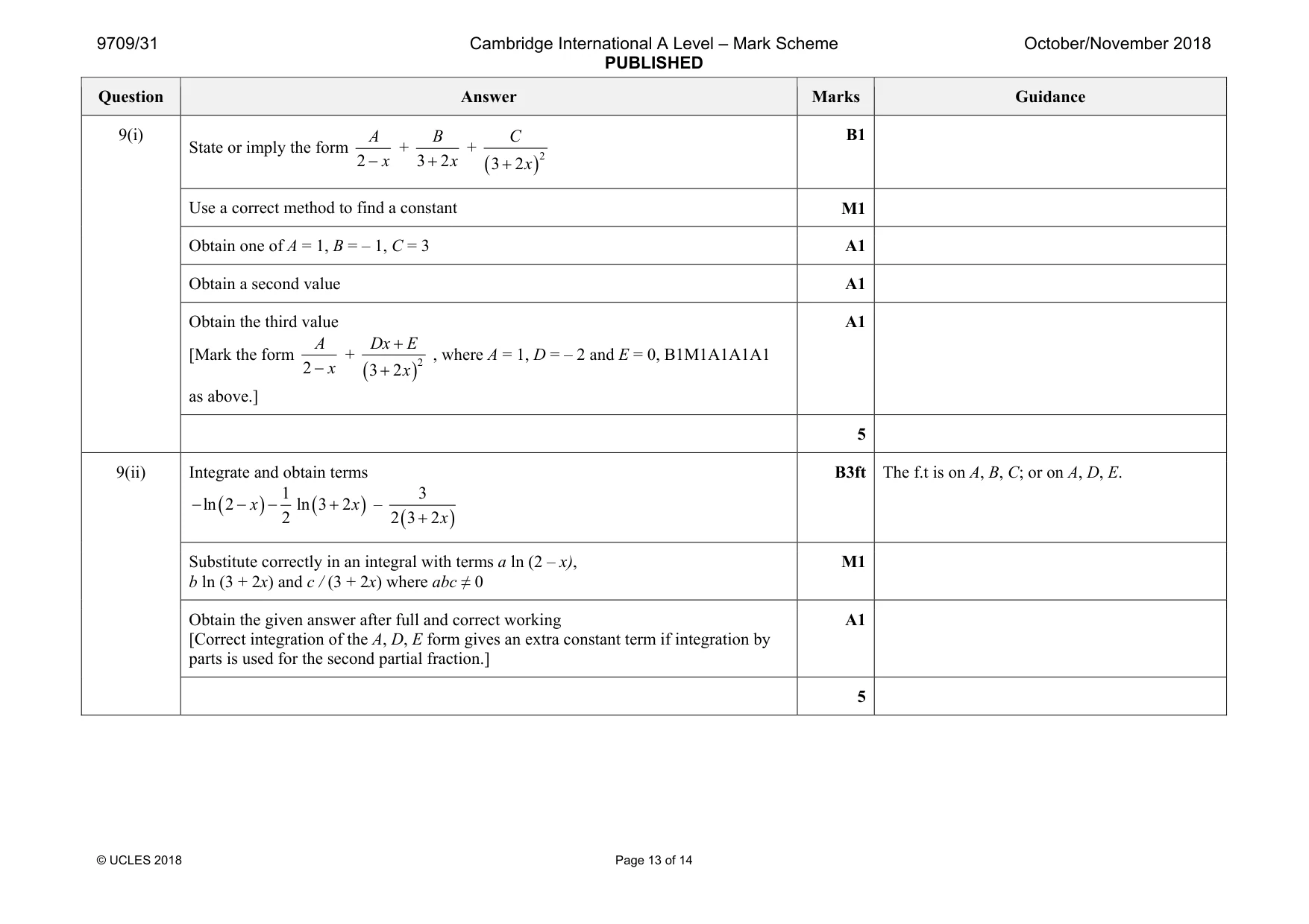 Mark scheme, page 13 of 14