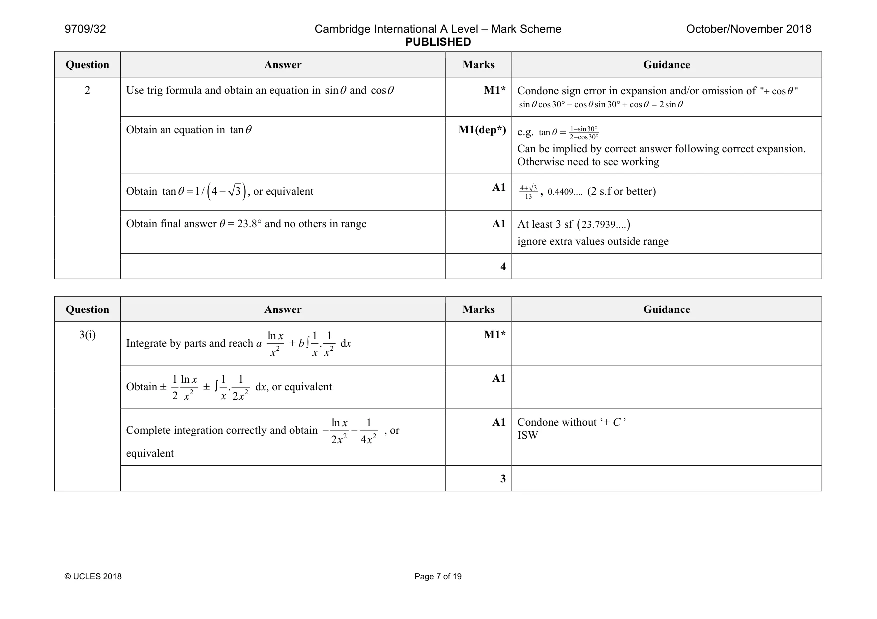 Mark scheme, page 7 of 19
