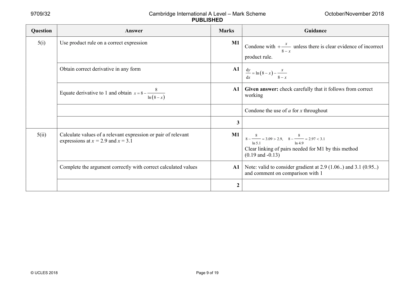 Mark scheme, page 9 of 19