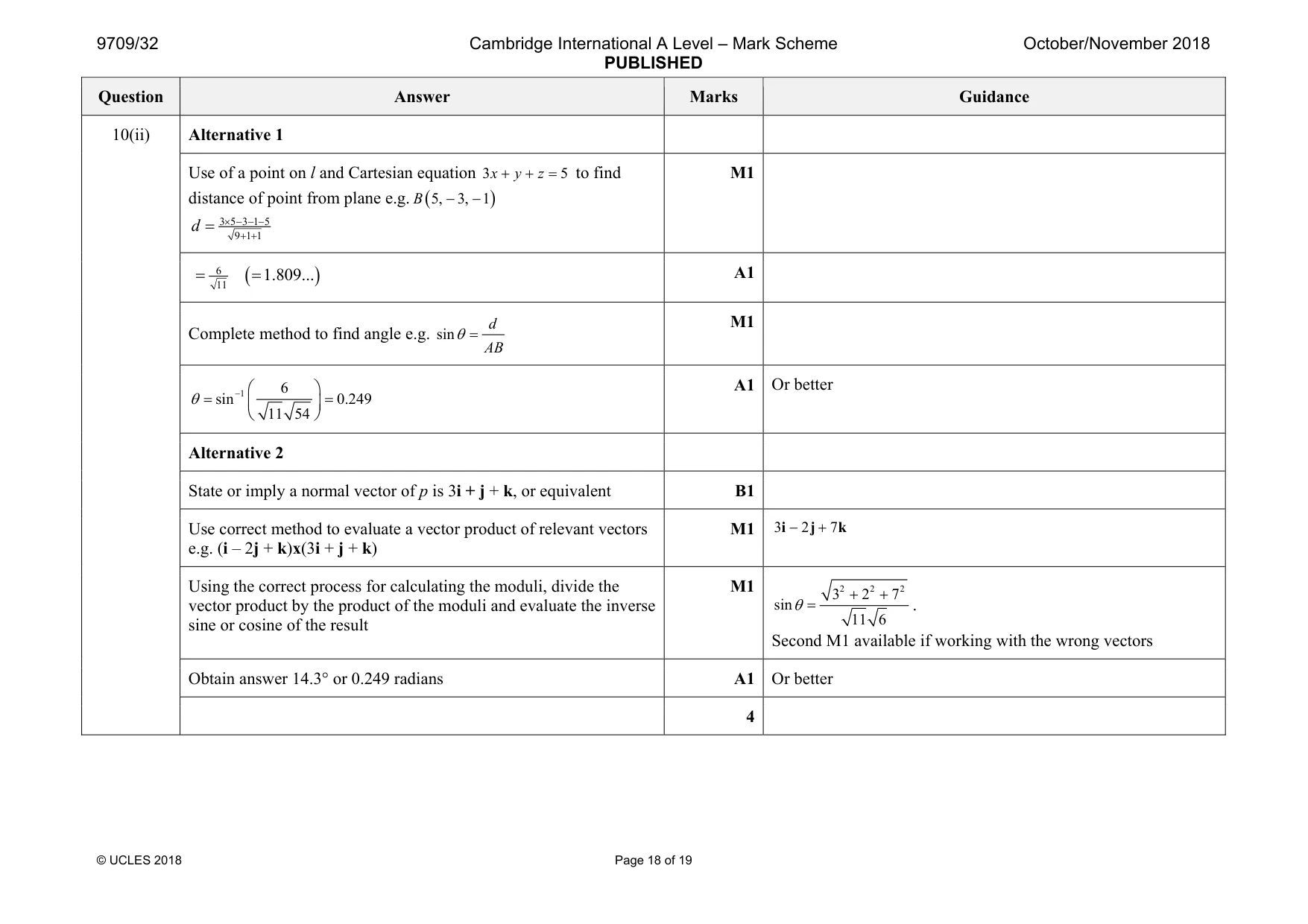 Mark scheme, page 18 of 19