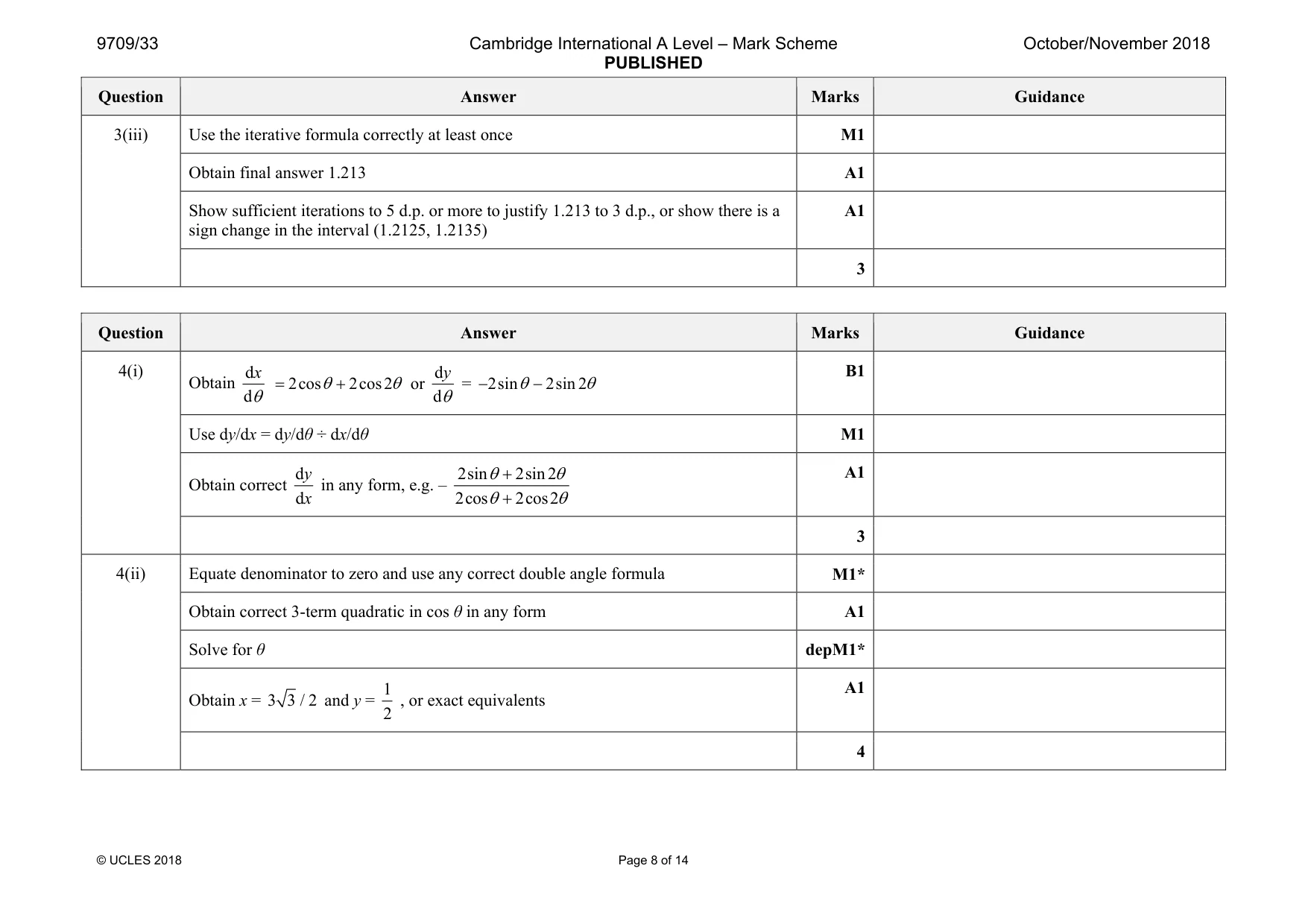 Mark scheme, page 8 of 14
