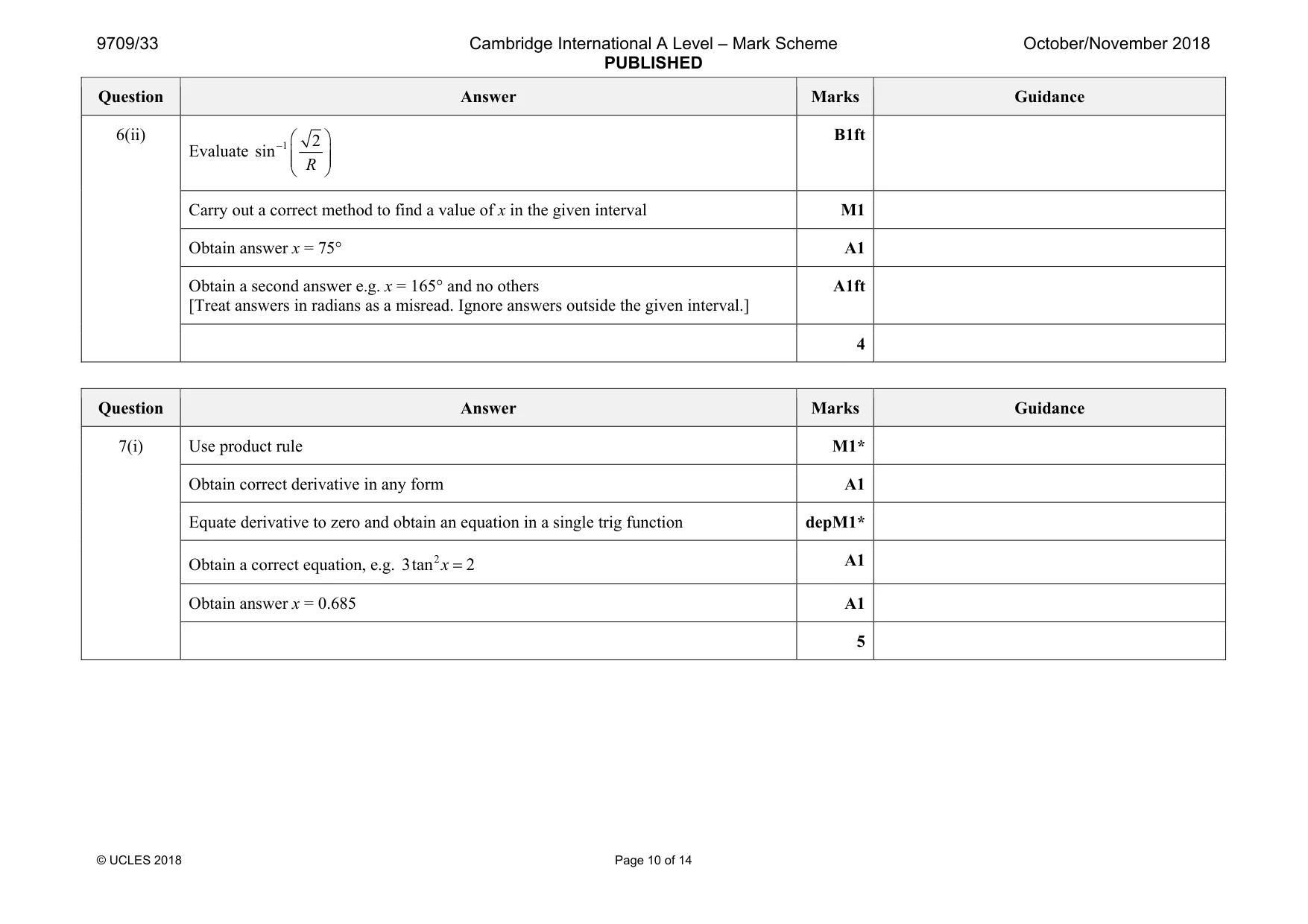 Mark scheme, page 10 of 14