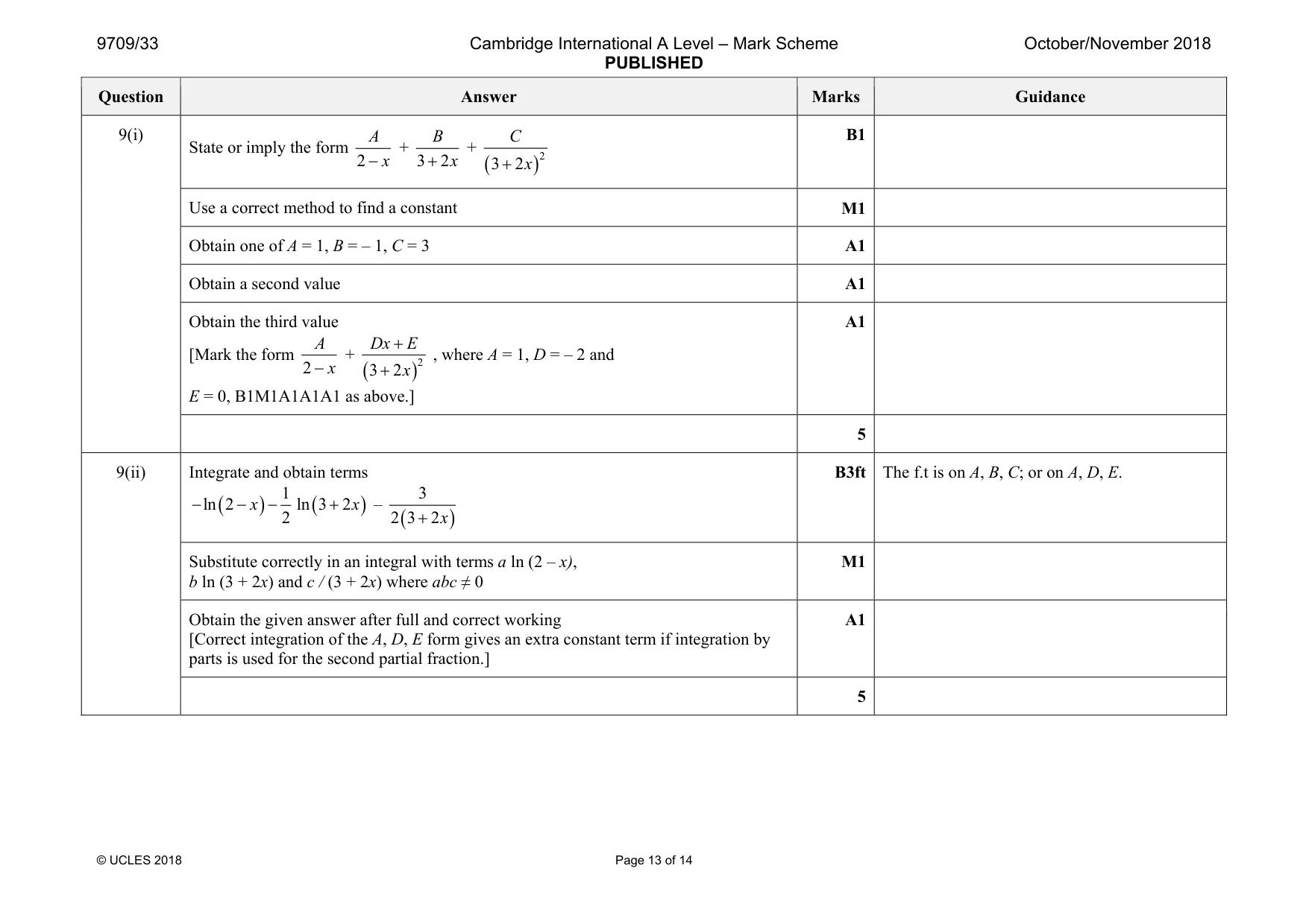 Mark scheme, page 13 of 14