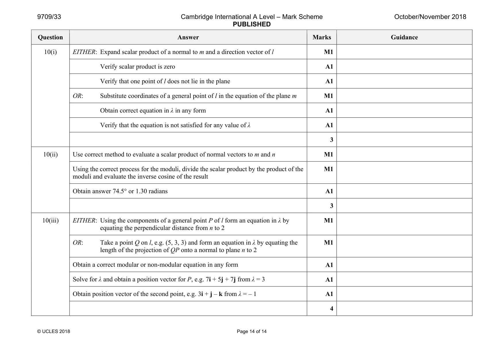 Mark scheme, page 14 of 14