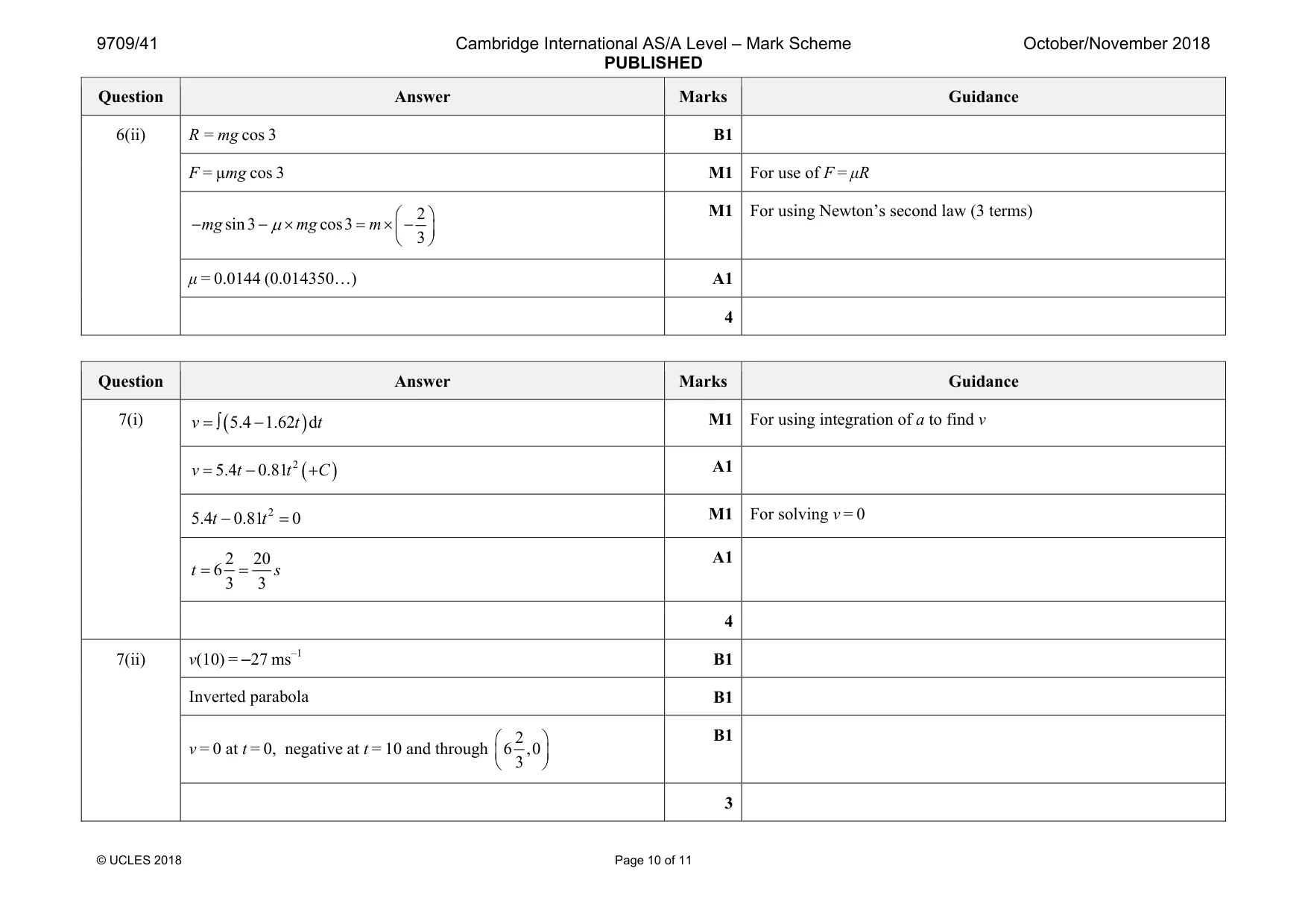 Mark scheme, page 10 of 11