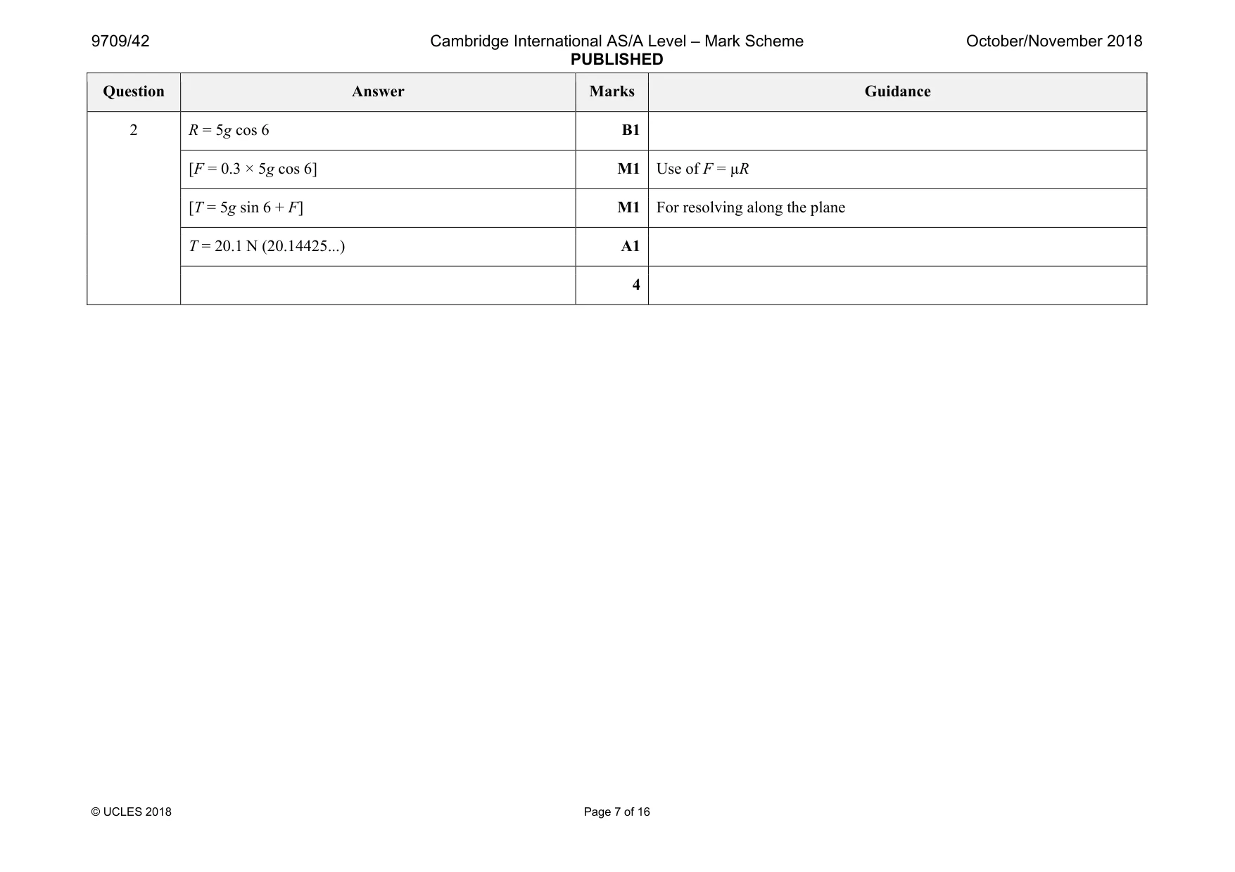 Mark scheme, page 7 of 16