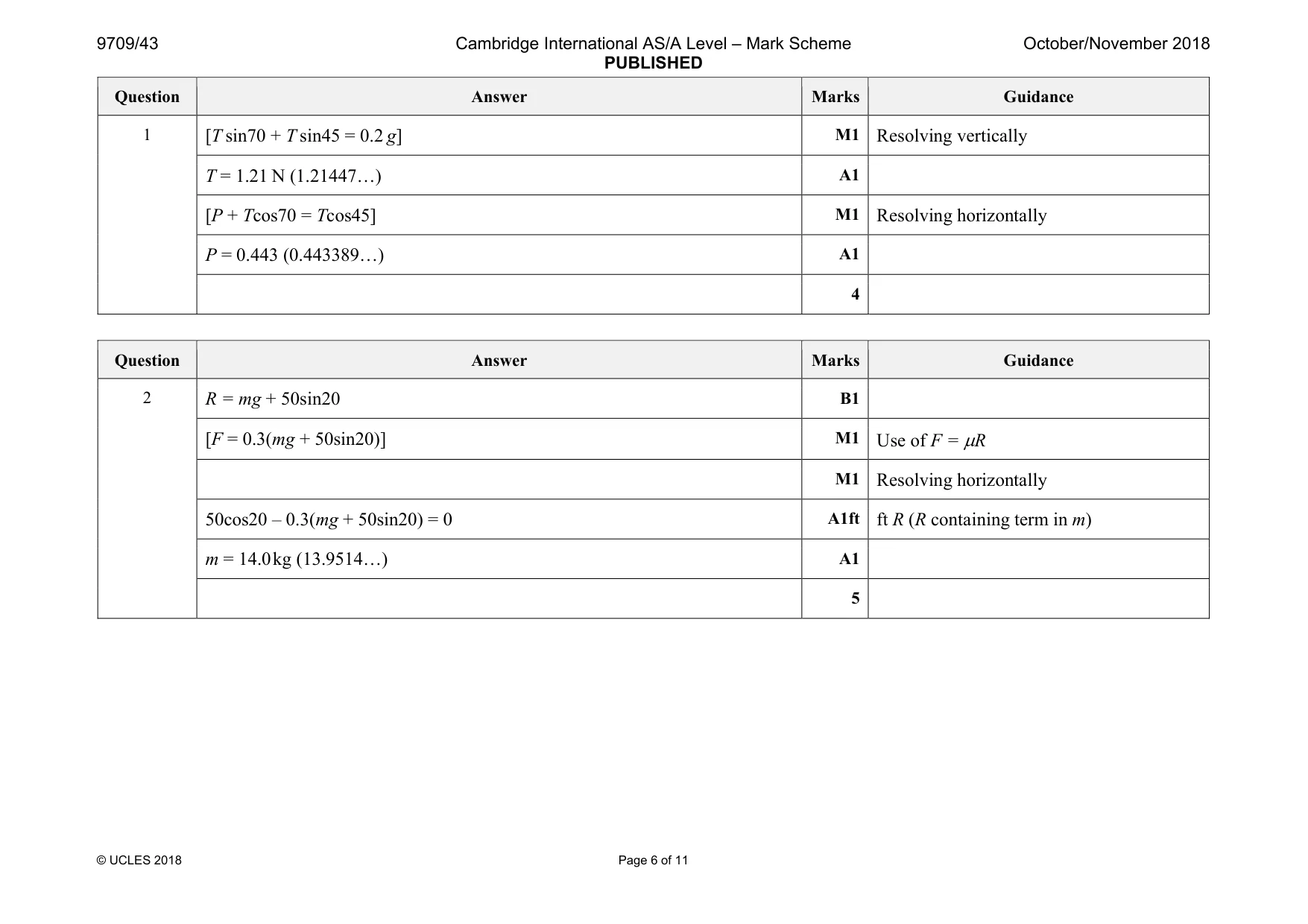Mark scheme, page 6 of 11