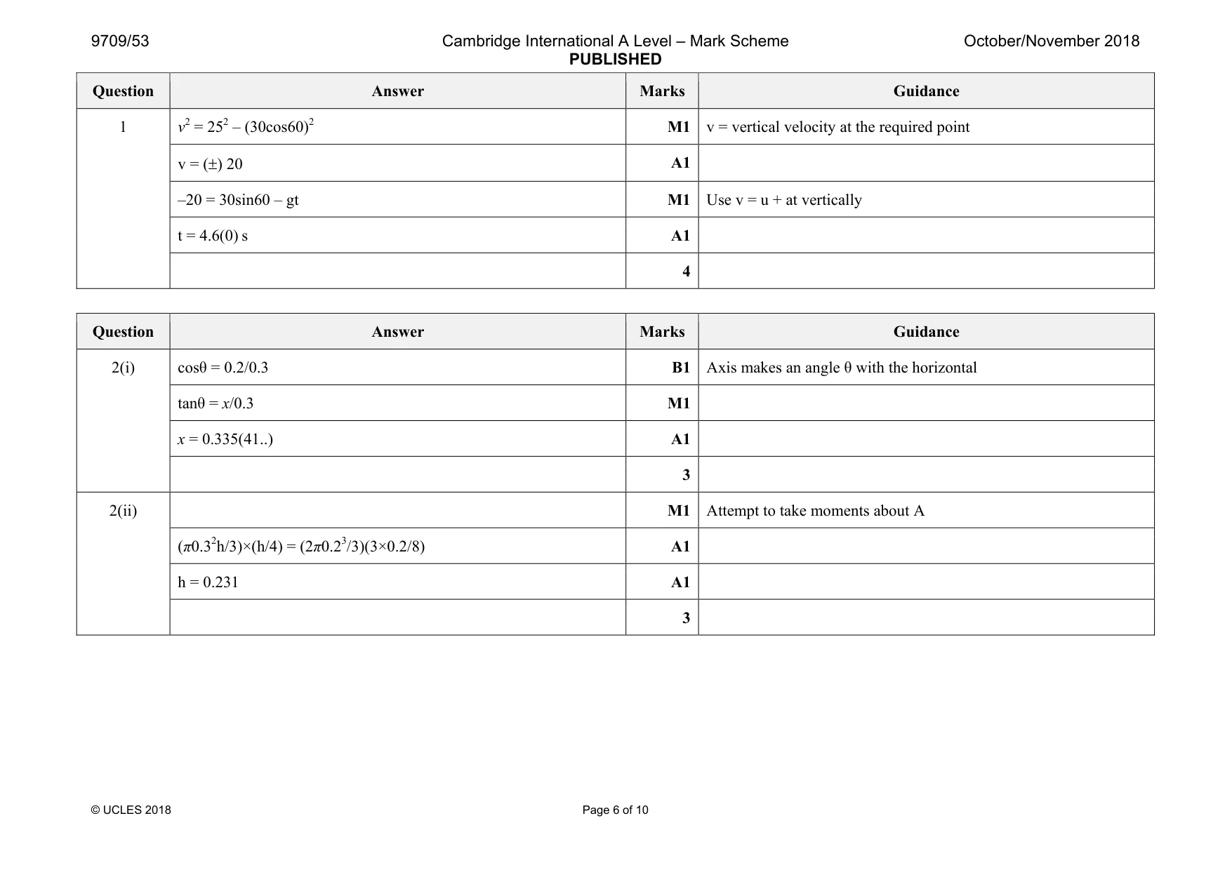 Mark scheme, page 6 of 10