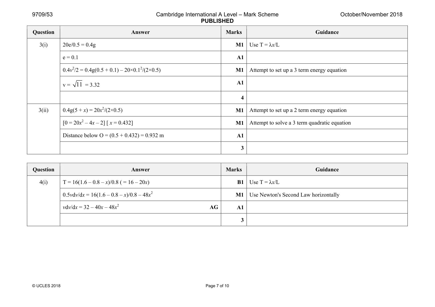 Mark scheme, page 7 of 10