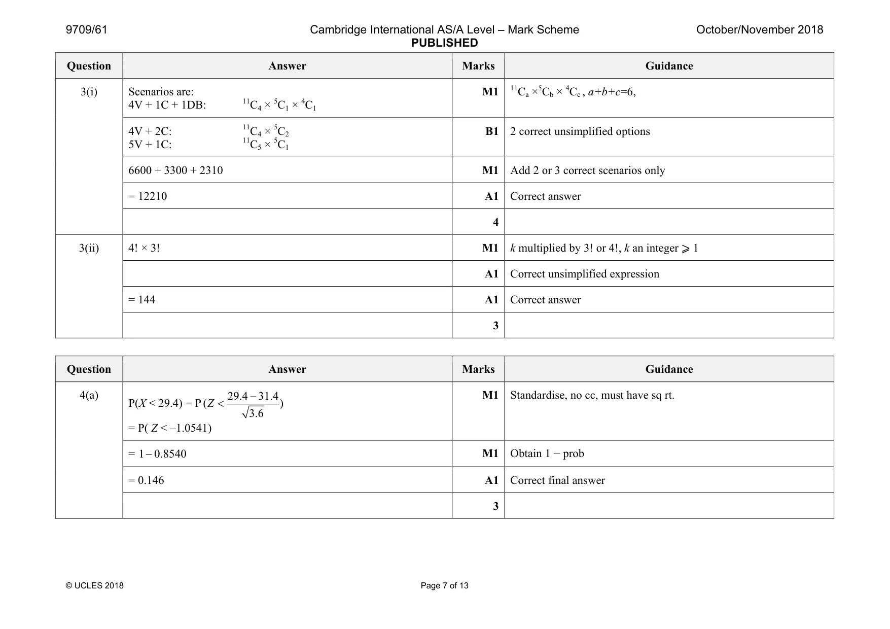 Mark scheme, page 7 of 13