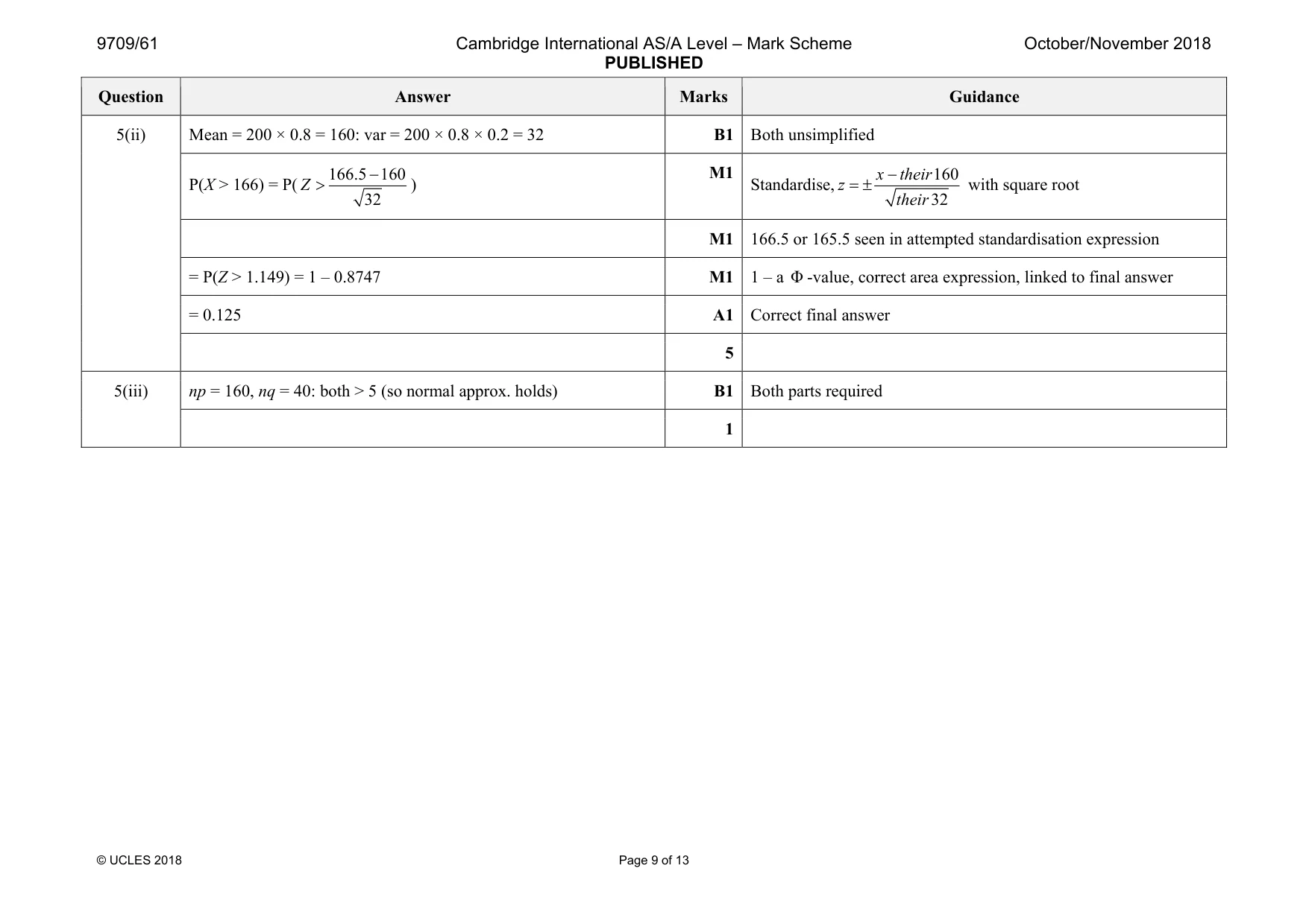 Mark scheme, page 9 of 13
