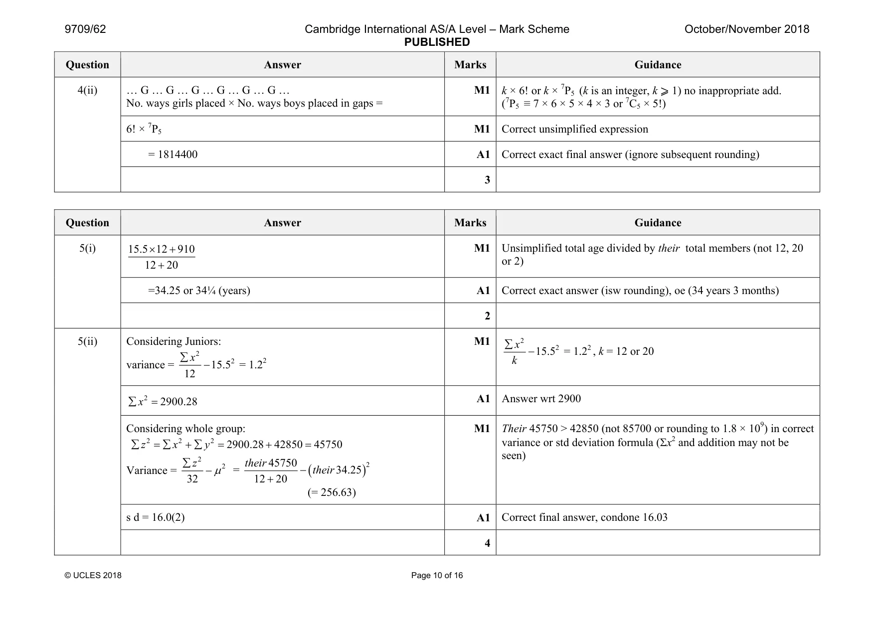 Mark scheme, page 10 of 16