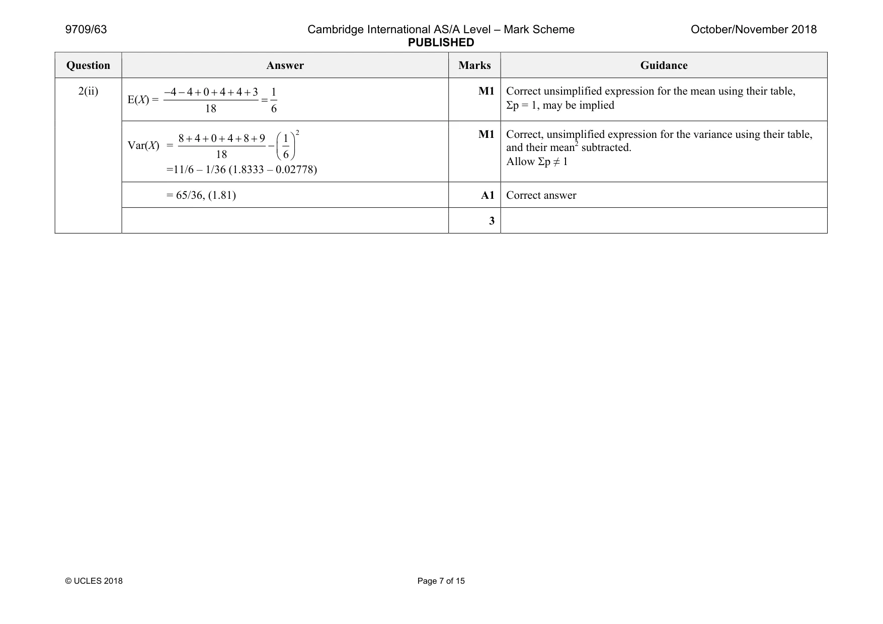 Mark scheme, page 7 of 15