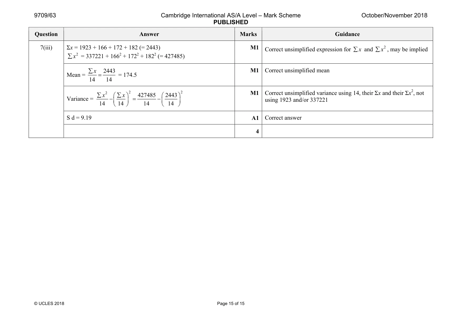 Mark scheme, page 15 of 15