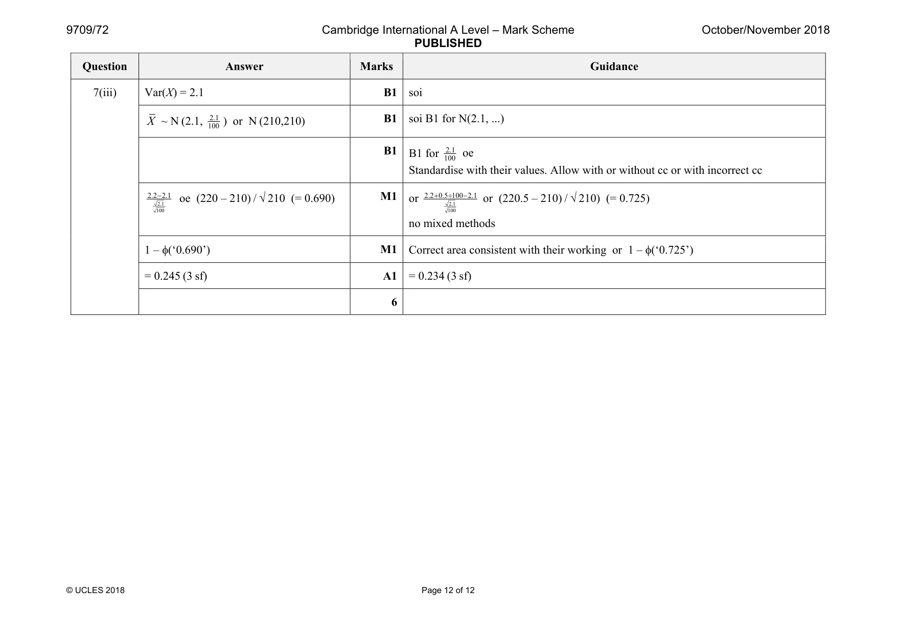 Mark scheme, page 12 of 12